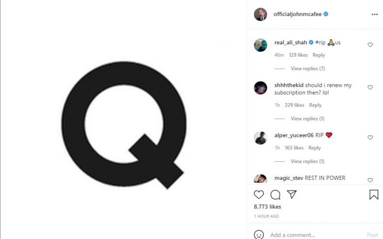 Letter 'Q' Posted to John McAfee's Instagram Account ...